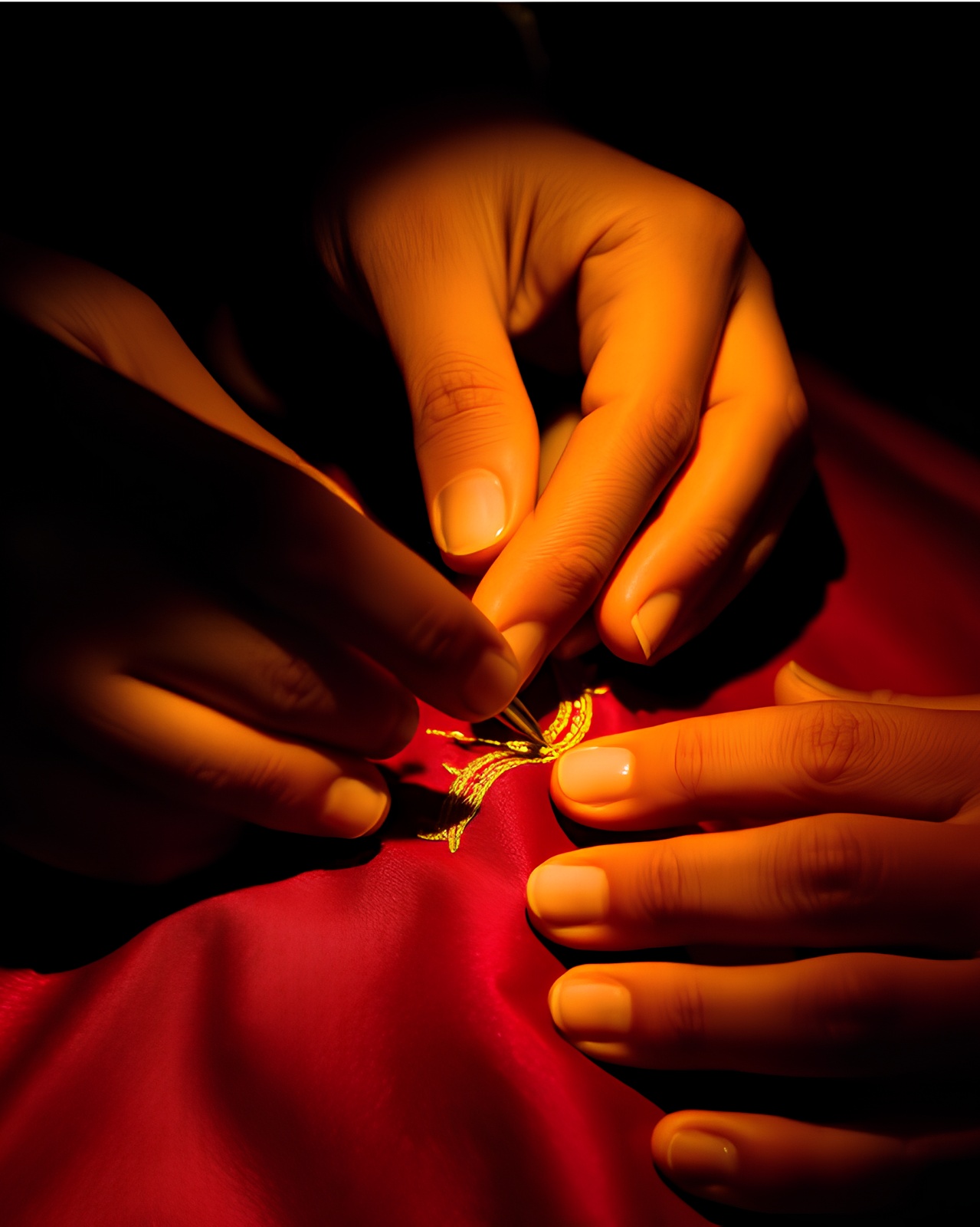 Hand embroidery in progress
